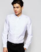 Hart Hollywood By Nick Hart Shirt With Point Collar & Bib In Slim Fit - White