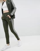Adidas Originals Three Stripe Track Pants In Khaki - Green