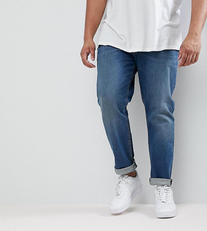 Asos Plus Slim Jeans In Mid Wash - Blue