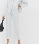 Mango Raw Hem Wide Leg Jeans In Light Blue - Blue