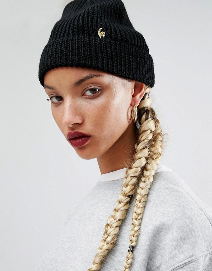Le Coq Sportif Mini Beanie With Logo - Black
