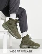 Asos Design Sneakers Boot In Khaki Green With Chunky Sole