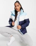 Columbia Puffect Color Block Jacket In Blue/white-blues