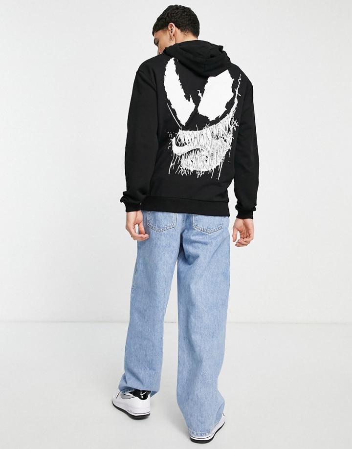 Asos Design Hoodie With Large Venom Back Print In Black