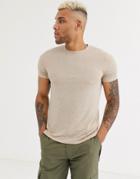 Asos Design T-shirt In Linen Mix In Beige