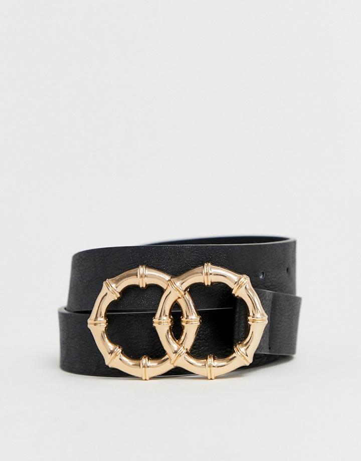 Stradivarius Bamboo Detail Belt In Black - Black