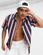 Tommy Hilfiger Retro Printed Stripe Short Sleeve Shirt In Multi