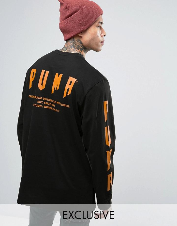 Puma Graphic Long Sleeve Top In Black Exclusive To Asos 57533701 - Black