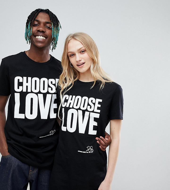 Help Refugees Choose Love Longline T-shirt In Black Organic Cotton - Black