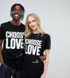 Help Refugees Choose Love Longline T-shirt In Black Organic Cotton - Black