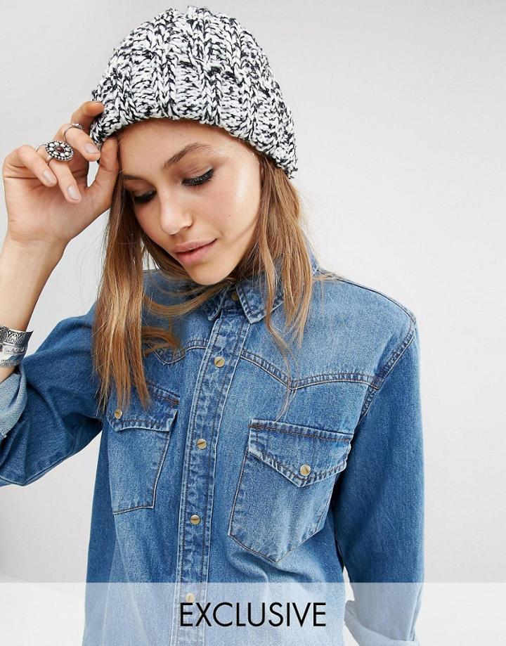 Reclaimed Vintage Cable Knit Beanie - Black