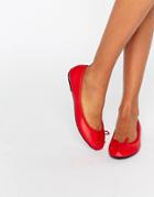 London Rebel Leather Ballerina - Red