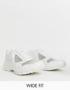 Asos Design Wide Fit Sneakers In White With Transparent Panels And Chunky Sole