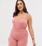 Asos Design Curve Mix & Match Lounge Knitted Rib Cami - Pink