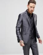 Devils Advocate Slim Fit Metallic Suit Jacket - Gray