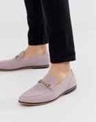 Asos Design Loafers In Lilac Faux Suede - Purple