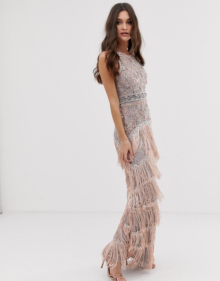 A Star Is Born Tassel Maxi Dress With Embellishment In Pink - Pink