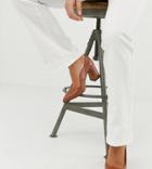 Depp Wide Fit Leather Point Block Heels-tan