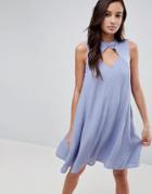 Bellfield Amor Cut Out Turtlenck Swing Dress - Blue