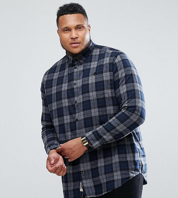 Duke Plus Check Shirt In Gray & Blue - Gray