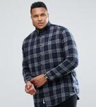 Duke Plus Check Shirt In Gray & Blue - Gray