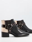 Asra Mariana Boots With Harness Detail In Black Leather