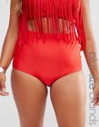 Monif C Curve Red High Waist Bikini Bottom - Red