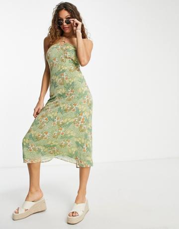 Emory Park Floral Print Halter Midi Dress In Green