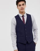 Moss London Muscle Fit Suit Vest In Navy