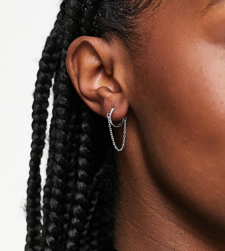 Kingsley Ryan Hoop And Chain Single Earring In Sterling Silver