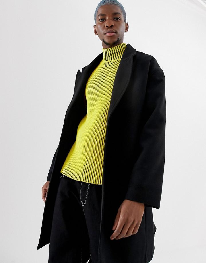 Collusion Overcoat In Black - Black