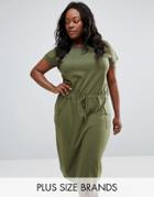 Nvme Plus Midi Dress With Pokets - Green