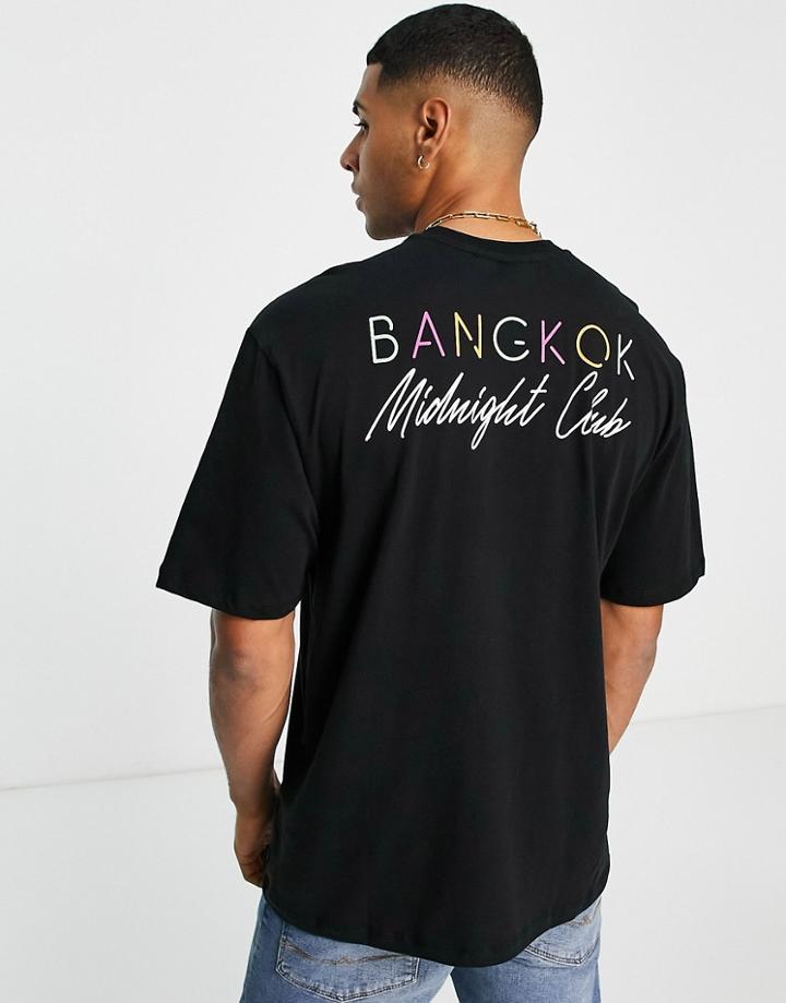 Only & Sons Oversized T-shirt With Midnight Club Print In Black