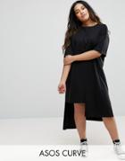 Asos Curve T-shirt Dress With Split Hem Detail - Black
