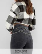 Reclaimed Vintage Leather Chain Belt - Black