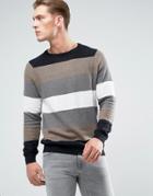 Pull & Bear Striped Sweater In Black - Black