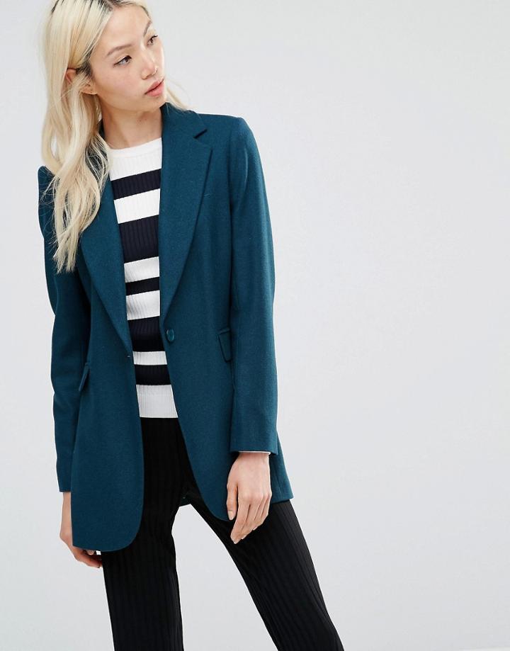 Helene Berman Longline Blazer In Forest Green - Green