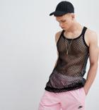 Reclaimed Vintage Inspired Festival Mesh Tank In Black - Black