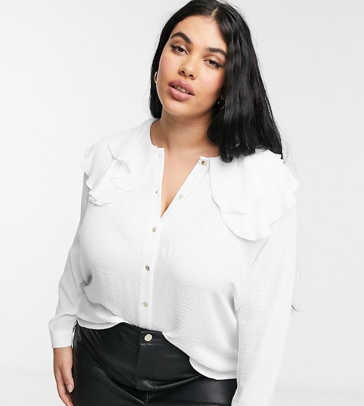 Vero Moda Curve Blouse With Oversized Collar In White