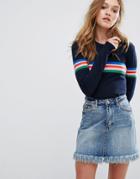 Pull & Bear Multi Stripe Sweater - Blue