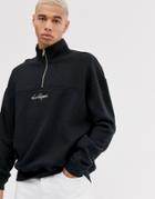 Due Diligence 1/4 Zip Sweat In Black - Black