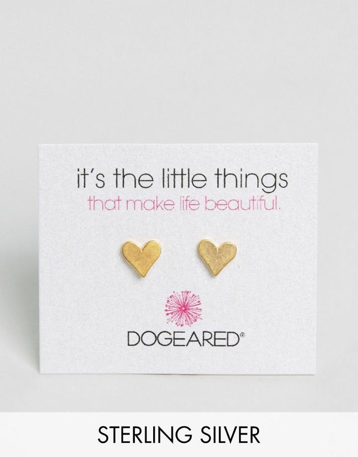 Dogeared Gold Plated Flat Heart Stud Earrings - Gold