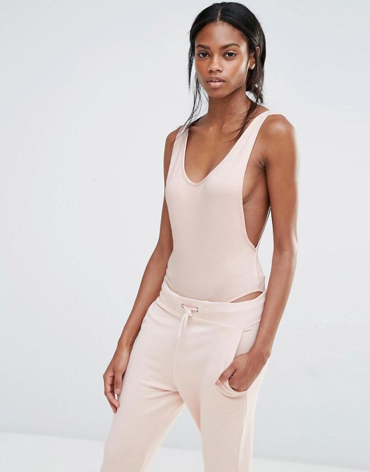 Missguided Drop Armhold Scoop Back Body - Blush