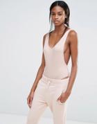 Missguided Drop Armhold Scoop Back Body - Blush