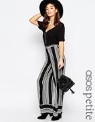 Asos Petite Woven Stripe Wide Leg Pant - Mono