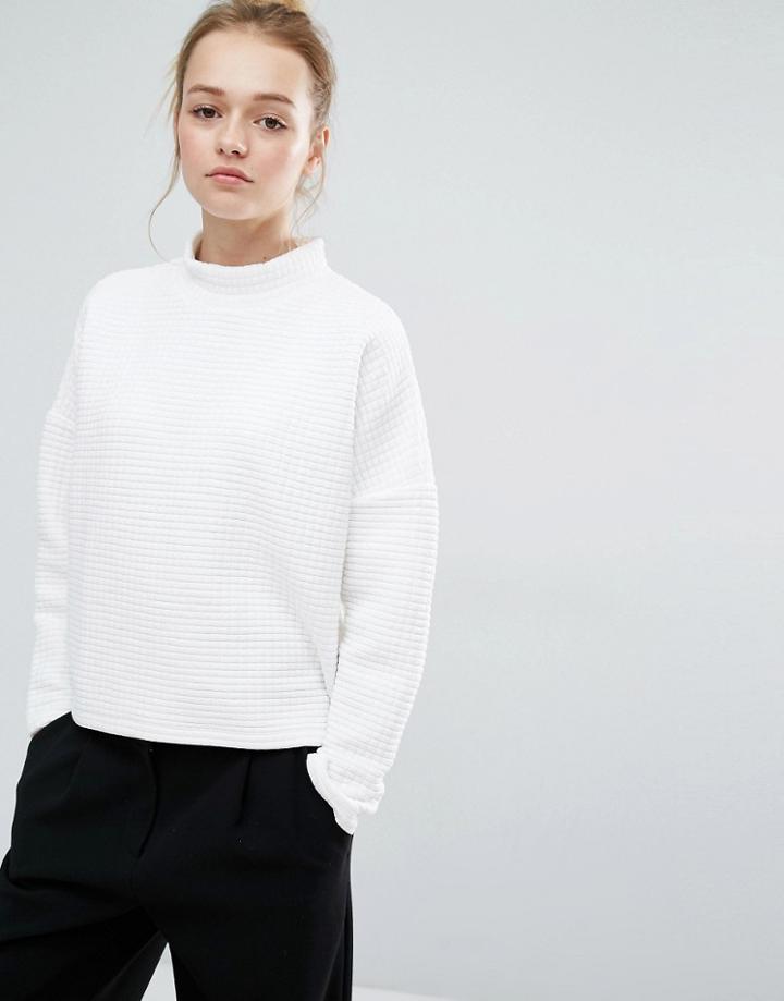 Monki Quilted Sweatshirt Sweater - Gray