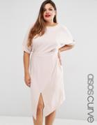 Asos Curve Plain Wiggle Cut Out Back Dress - Blush