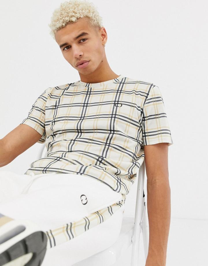 Criminal Damage T-shirt In Beige Check - Beige