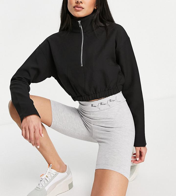 Puma Repeat Cat Logo Legging Shorts In Gray - Exclusive To Asos-grey
