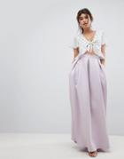 Asos Design Scuba Maxi Skirt With Pockets And Godet Back Detail - Purple